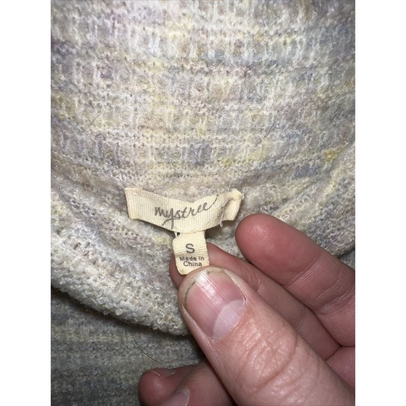 Mystree Anthropologie Long Sleeve Pullover Sweater Tunic White Grey Small S - Picture 6 of 7